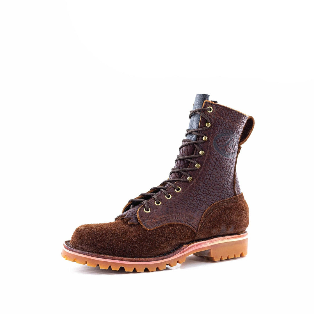 Side view of the OT Bison rough leather work boot on a white background