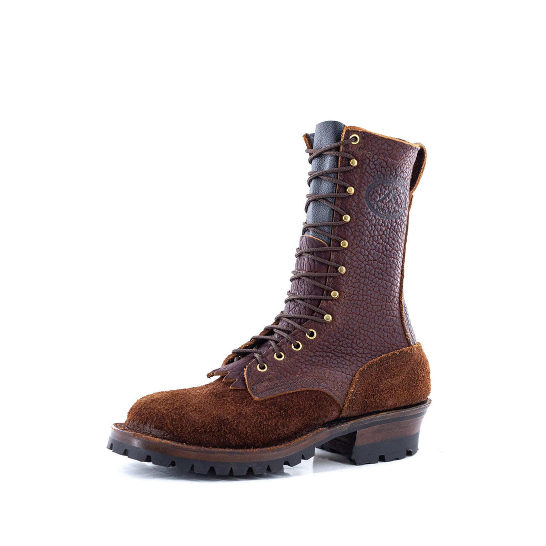 Side view of the Superduty Bison rough leather work boot on a white background