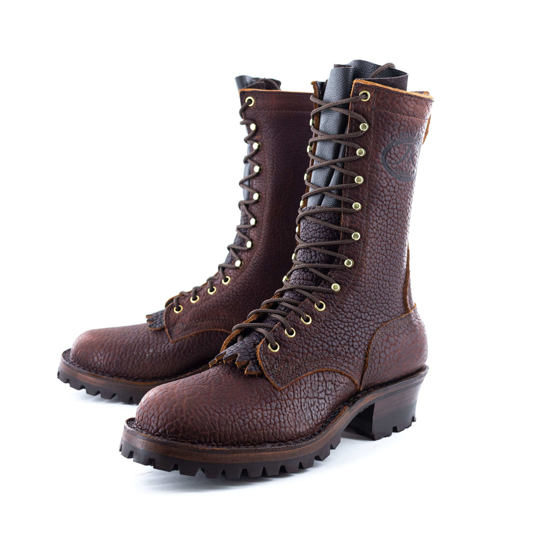 Profile view of a pair of Superduty Bison leather work boots