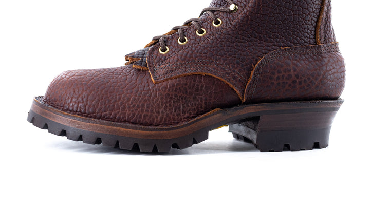 Lower half side view of a Superduty Bison leather work boot