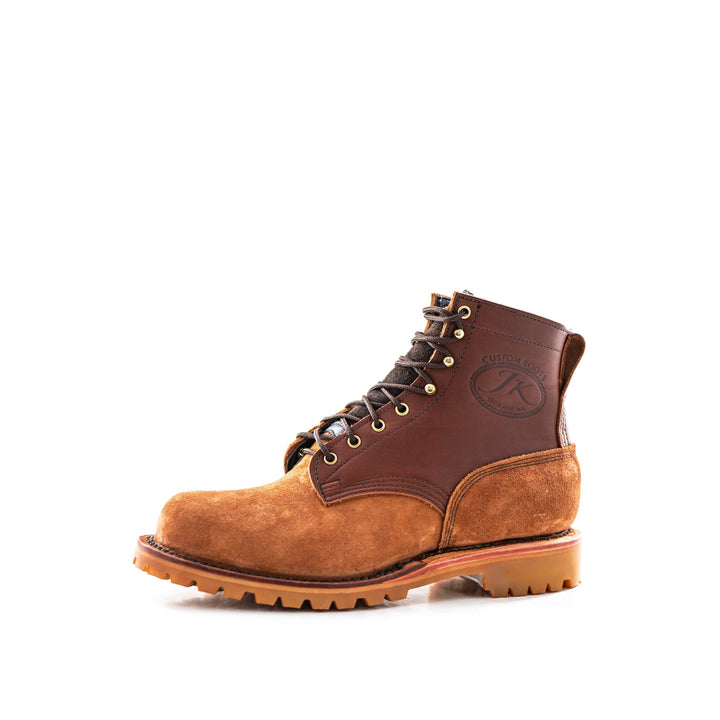 Side view of the OT 6 inch Redwood leather work boot on a white background